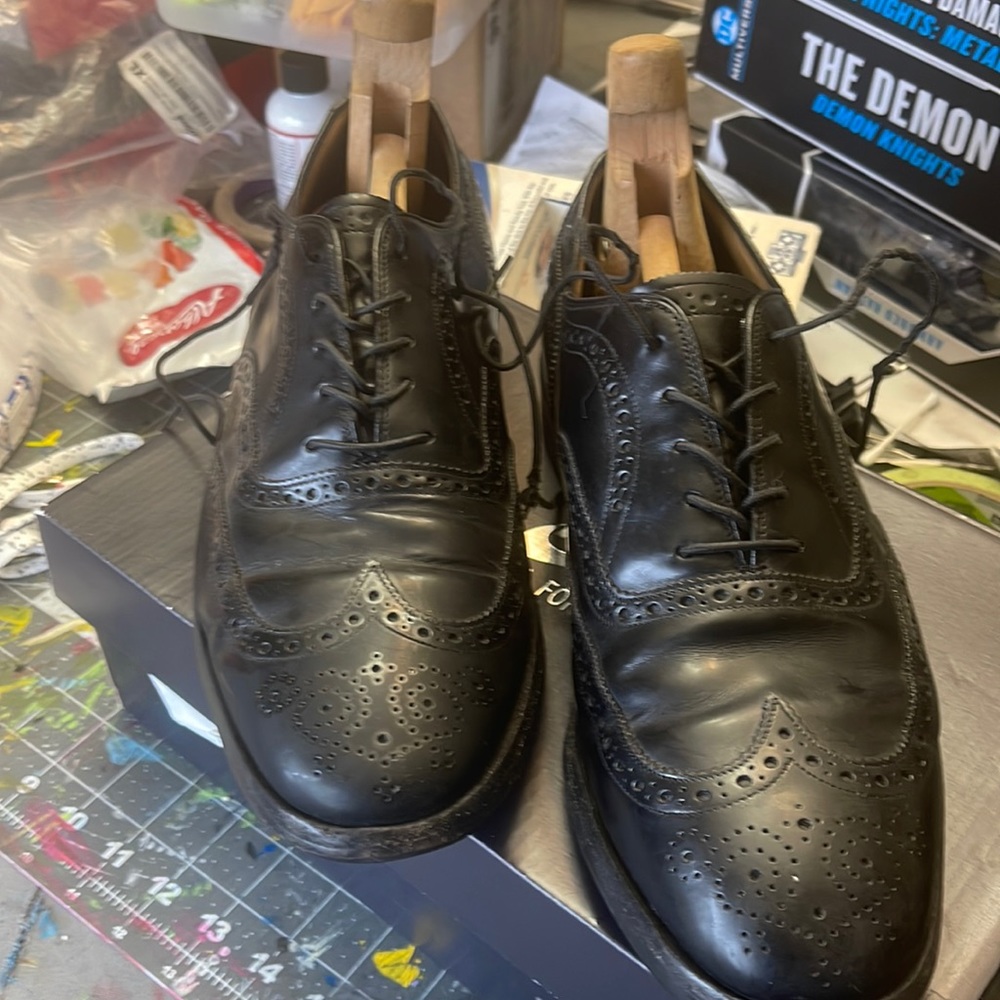 Johnston and Murphy Black Oxford Wing Tips leather shoes Mens 9.5